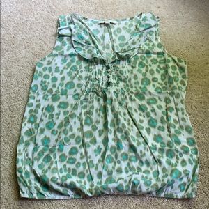 Teal cheetah print blouse